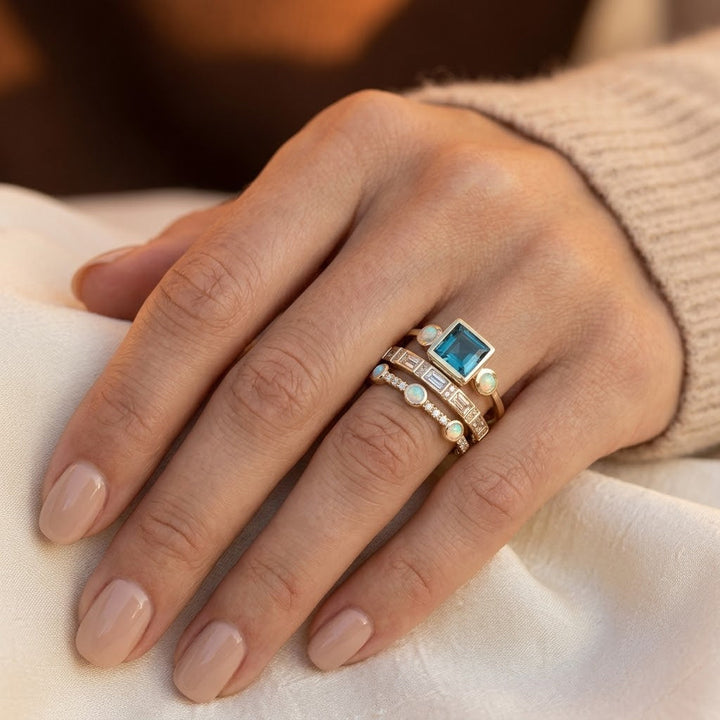 Conjunto de Anéis Geométricos Empilhados em Ouro