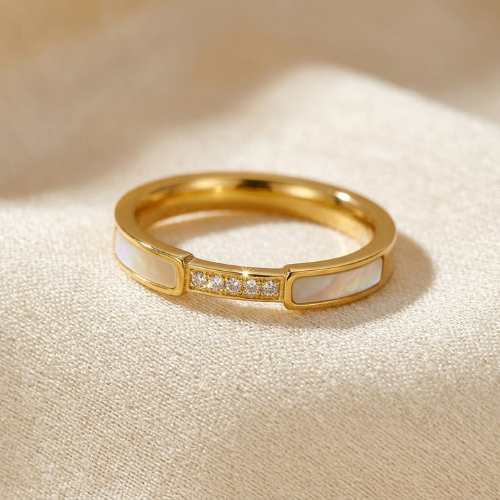 Anel de Banda com Inlay em Ouro
