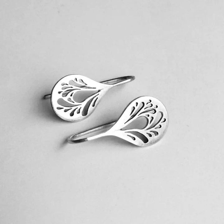 Brincos Antigos em Forma de Gota Oca | Ouro Branco